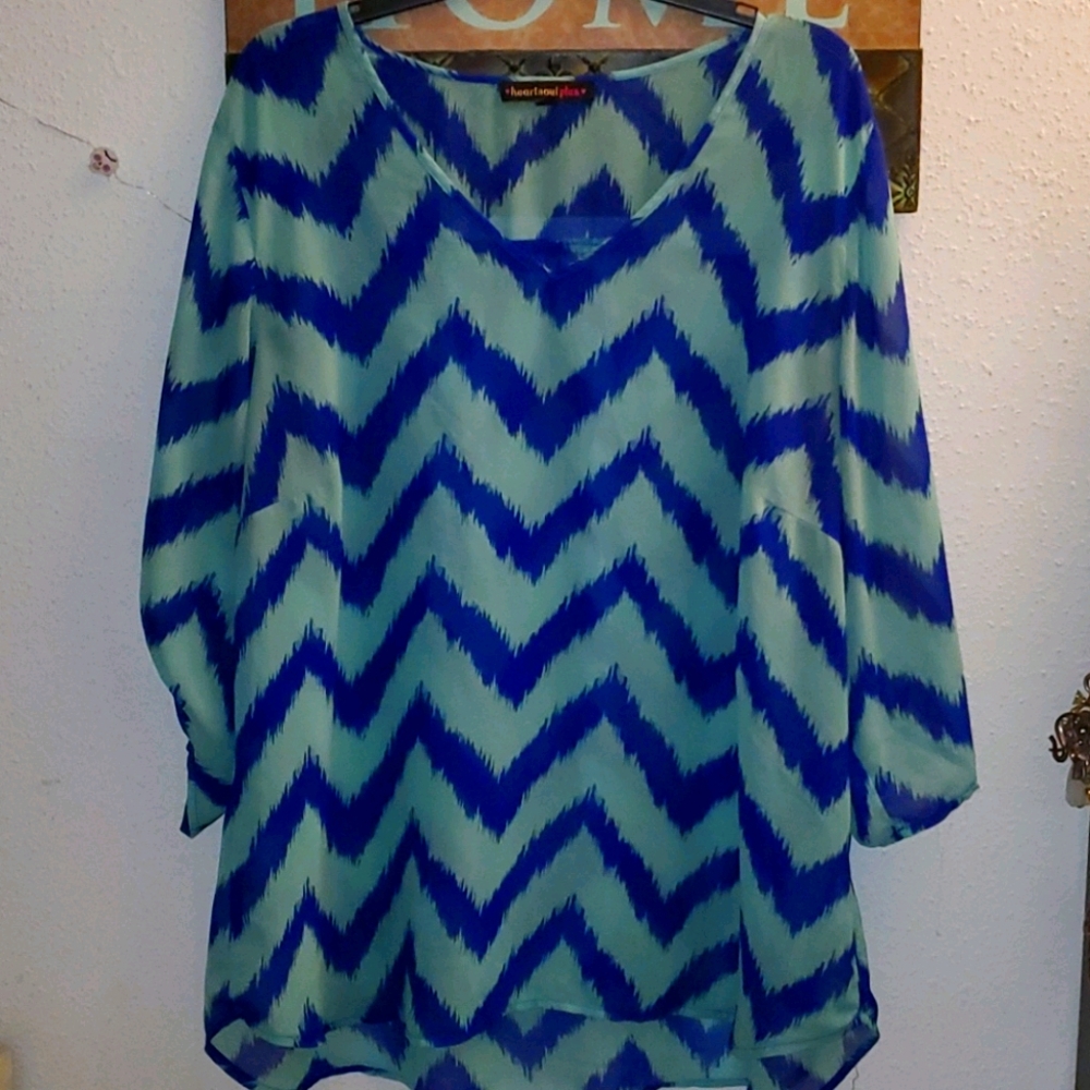 Chevron blue/green blouse
